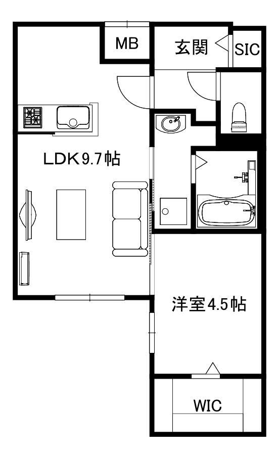 ブランシャールCHATELET中島公園2027年1月30日入居(1LDK/2階)の間取り写真
