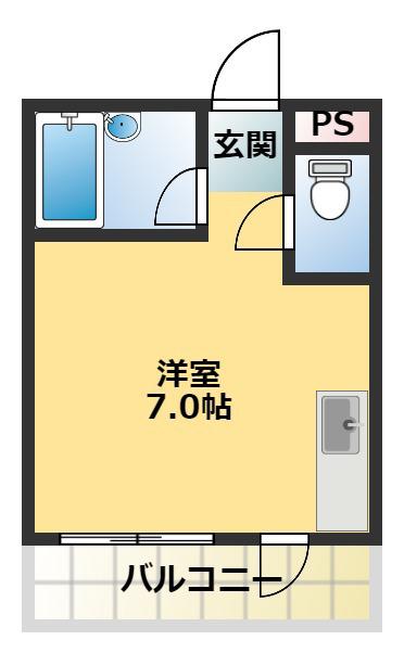 サンステージ山城(ワンルーム/3階)の間取り写真