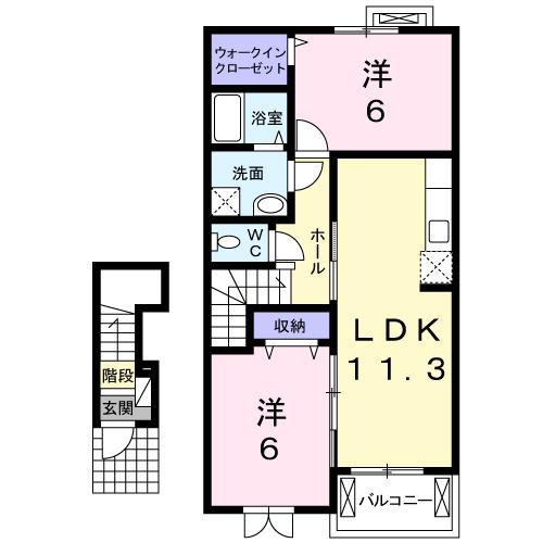 セレーノ・ダンディライオン(2LDK/2階)の間取り写真