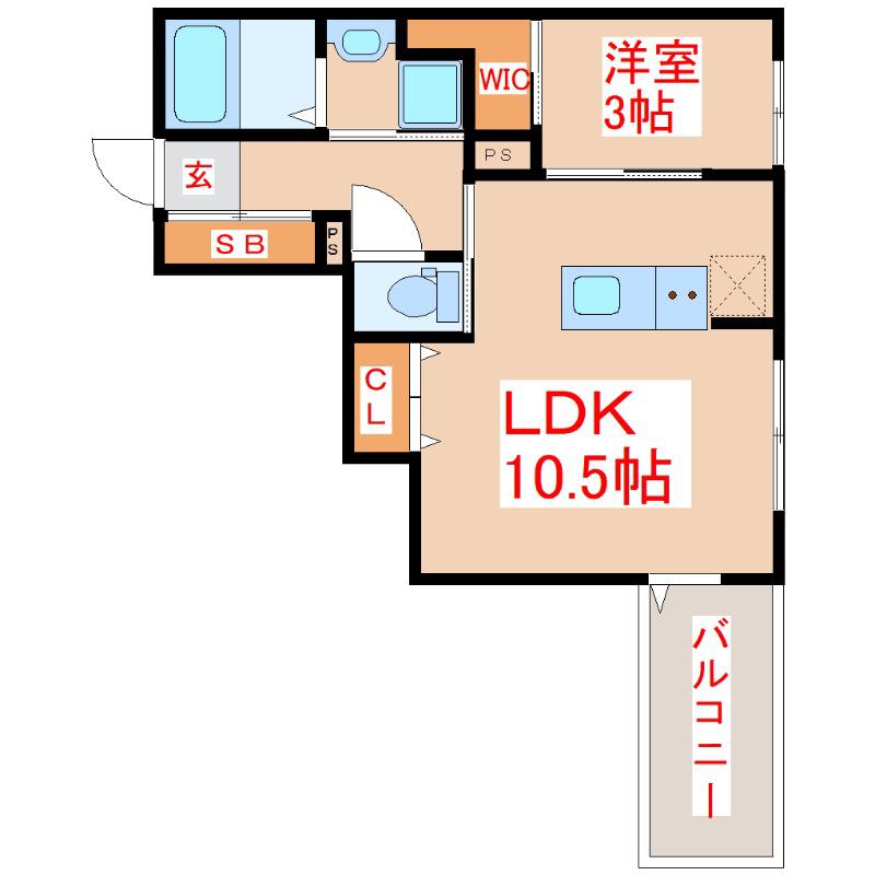 DINO(1LDK/3階)の間取り写真