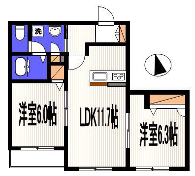 サンヴェルデ(2LDK/3階)の間取り写真