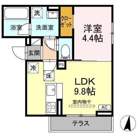 ヴィエント(1LDK/1階)の間取り写真