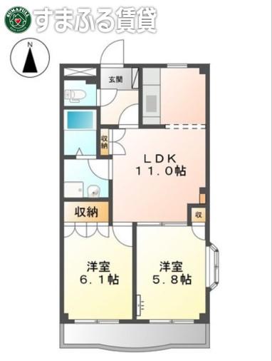 マンションソレイユ(2LDK/1階)の間取り写真