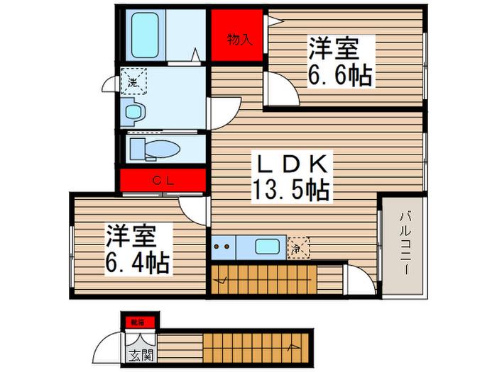 オリオン(2LDK/2階)の間取り写真