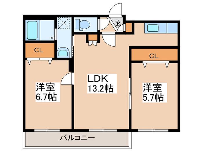 サファイアコート(2LDK/4階)の間取り写真