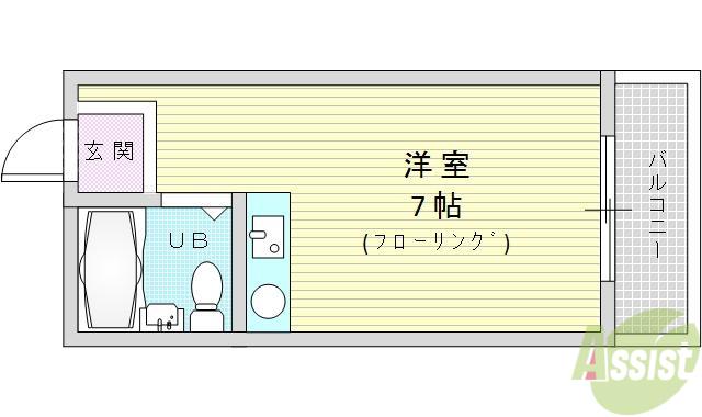 ビスタ緑地Ⅰ(ワンルーム/4階)の間取り写真