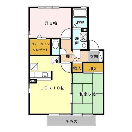 エスポワール・K B棟(2LDK/1階)の間取り写真