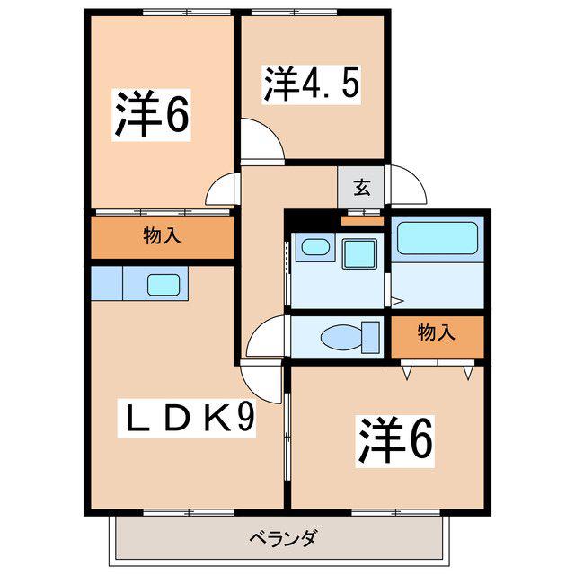 サンビレッジ松田 A(3LDK/1階)の間取り写真