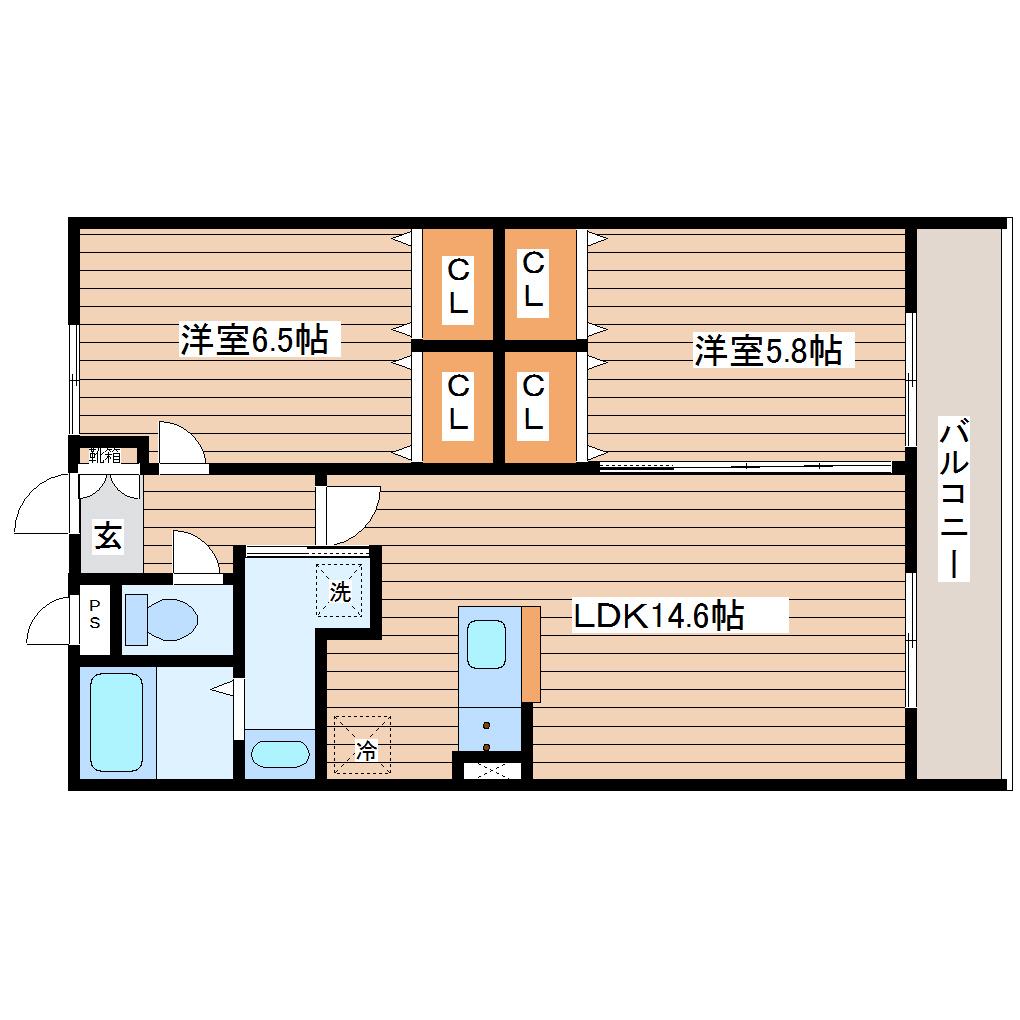 156南中山マンション(2LDK/1階)の間取り写真