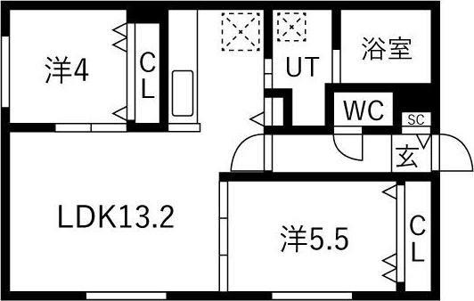 MODA N14(2LDK/2階)の間取り写真
