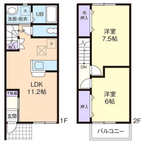 グラシア B(2LDK/1階)の間取り写真