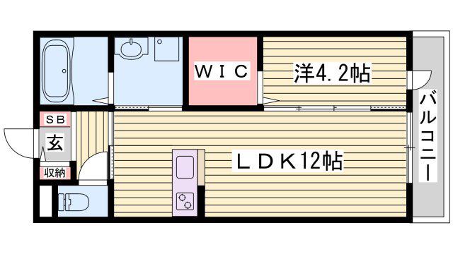 グランツ北条(1LDK/2階)の間取り写真