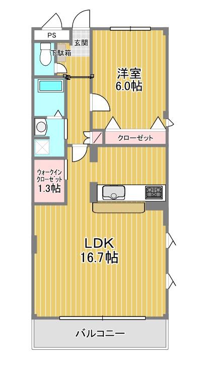 SUN LIGHT(1LDK/1階)の間取り写真