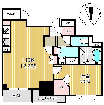 ブランズ大阪松屋町(1LDK/7階)の間取り写真