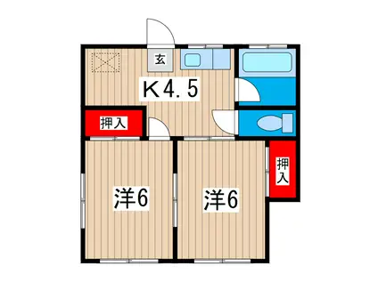 YSフラッツ A棟(2DK/1階)の間取り写真