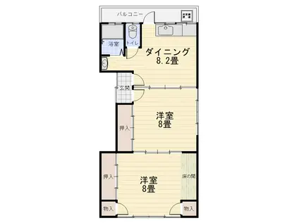 旭東ハイツ(2DK/2階)の間取り写真