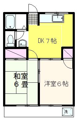コーポ田島B(2DK/2階)の間取り写真