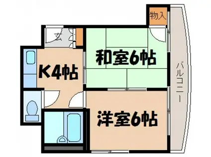わかばビル(2K/2階)の間取り写真