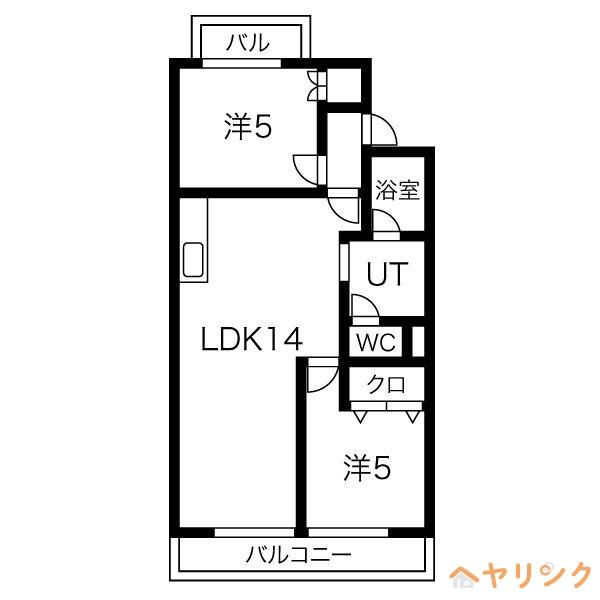 グリーンサイドヨシタカA(2LDK/3階)の間取り写真