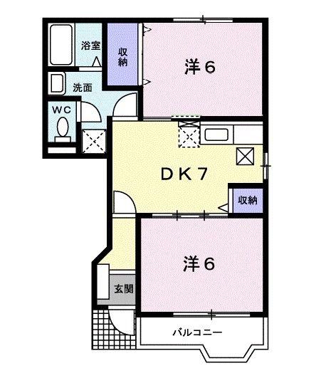 ドルフィンN(2DK/1階)の間取り写真