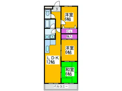 東尾マンション(3LDK/3階)の間取り写真