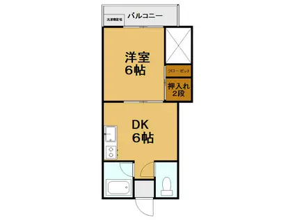 ローレルハイツ(1DK/2階)の間取り写真