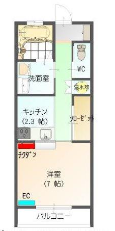 すまいる16番館(1K/2階)の間取り写真