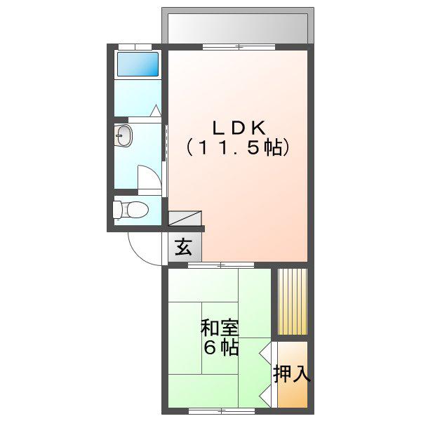 コーポTOKU(1LDK/1階)の間取り写真