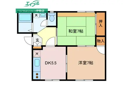 ジゼルB(2DK/1階)の間取り写真