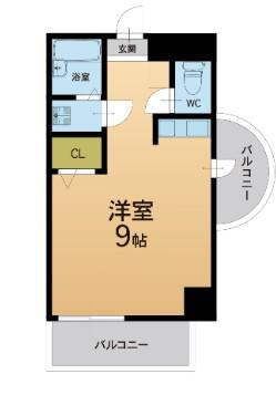 COCO大橋(ワンルーム/3階)の間取り写真