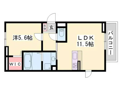 JR加古川線 日岡駅 徒歩12分 3階建 築2年(1LDK/2階)の間取り写真