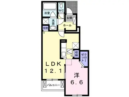 スペース ガーデンIII(1LDK/1階)の間取り写真