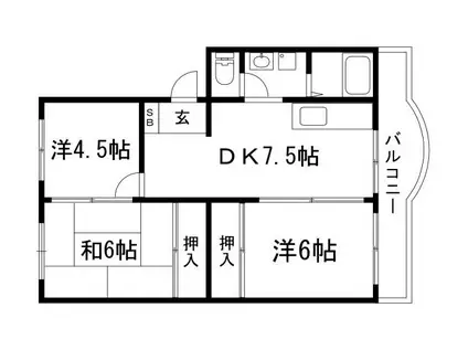 メゾン北鈴(3DK/2階)の間取り写真