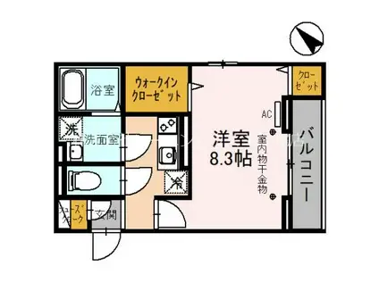 ソアヴィータ(1K/2階)の間取り写真