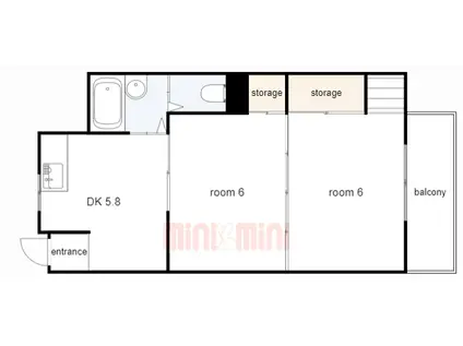 リアライズ猪名寺A棟(2DK/4階)の間取り写真
