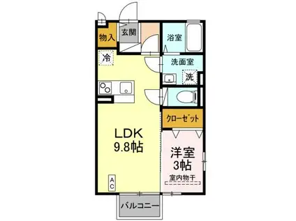 ロイヤルヒルズ A(1LDK/2階)の間取り写真