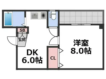 スカイハイツITO(1DK/3階)の間取り写真