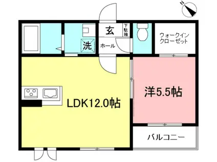 サトハウス(1LDK/2階)の間取り写真