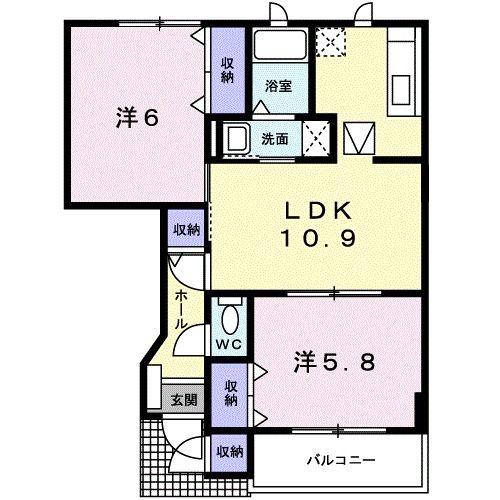 アメニティハウスアサヒA(2LDK/1階)の間取り写真
