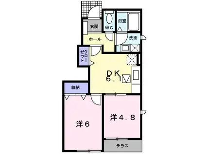 ラフレシールII(2DK/1階)の間取り写真