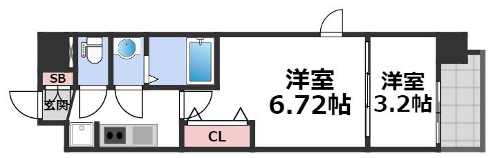 AELL OSAKA イースト(2K/5階)の間取り写真