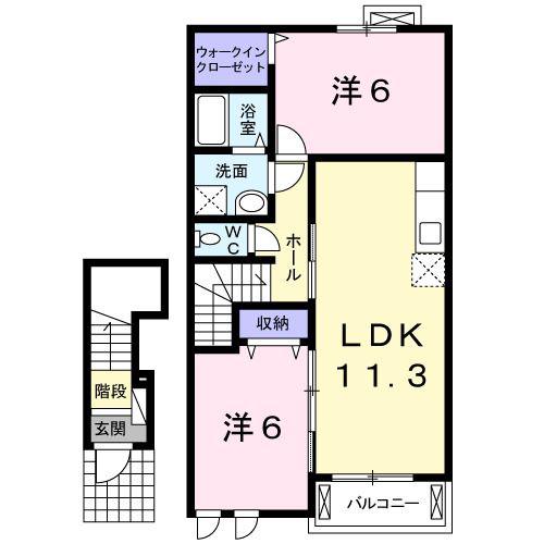 シャトーアンジュ(2LDK/2階)の間取り写真