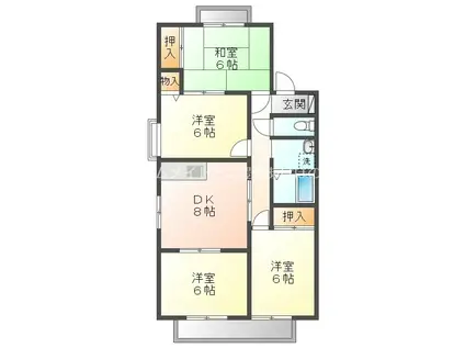ヤマニ弥生ハイツB棟(4DK/1階)の間取り写真