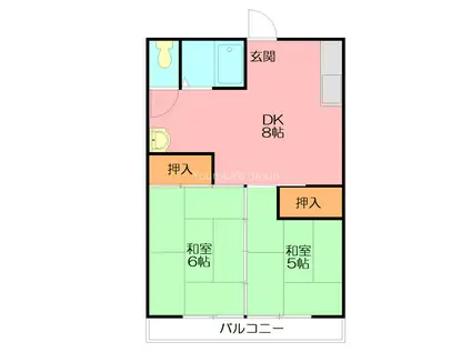 富士美コーポ(2DK/2階)の間取り写真