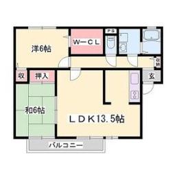 グリーンコート B棟(2LDK/2階)の間取り写真