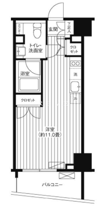 TI-HIGASHIAZABU(ワンルーム/6階)の間取り写真