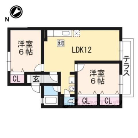 コンフォールK(2LDK/1階)の間取り写真
