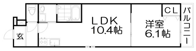 フジパレス萱島信和町II番館(1LDK/1階)の間取り写真