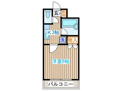 ベルメゾン台原(1K/3階)の間取り写真