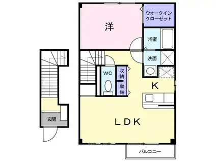 レジデンス佐々木II(1LDK/2階)の間取り写真